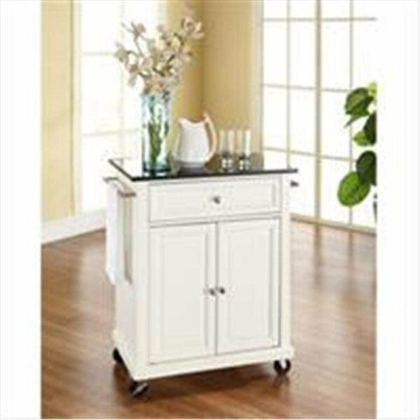 Betterbeds Crosley Furniture Solid Black Granite Top Portable Kitchen Cart-Island in White Finish BE2613733